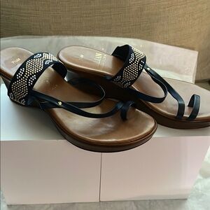 Italian Shoemakers Blue and Brown Sandals with Contoured Footbed